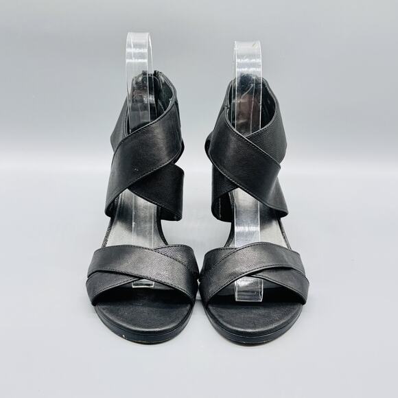 Stuart Weitzman Shoes Womens 6.5 Black Leather Ankle Strappy Zip High Heels - Picture 3 of 13